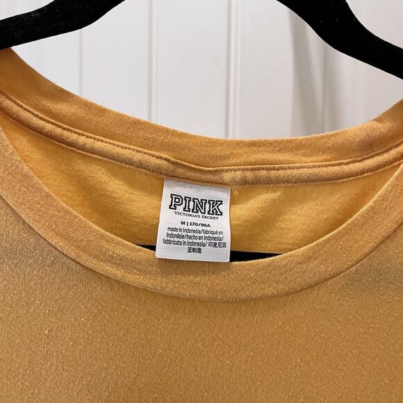 PINK Victorias Secret Women Shirt M Orange Rhinestone Bling Crew Neck Pullover - Picture 4 of 11